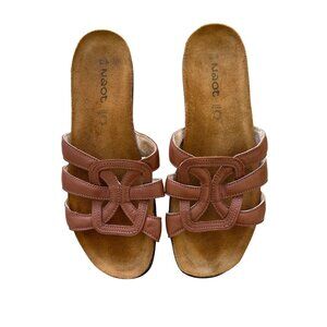 Naot Womens Sz 40 Leather Sandals Brown Slide Comfort Footbed